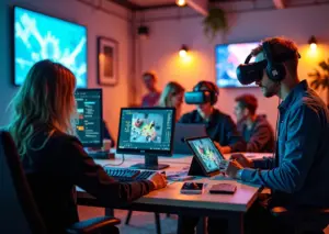 молодые специалисты, работающие в креативной цифровой среде с использованием современных технологий